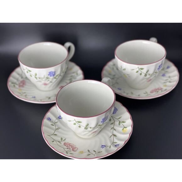 Johnson Brothers England "Summer Chintz" 6Pc. Coffee Tea Cup Saucer Set For 3 - Picture 3 of 13